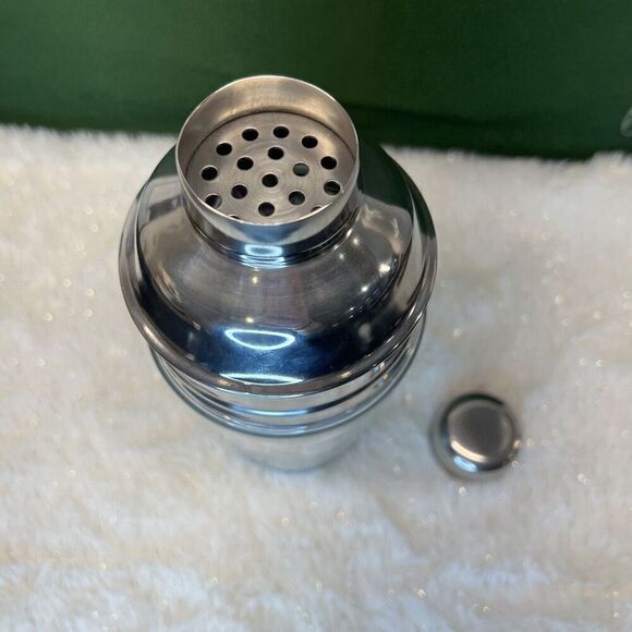 Cocktail Shaker Etched Christmas Evergreen Trees‎ Martini Glass Metal - Picture 2 of 8